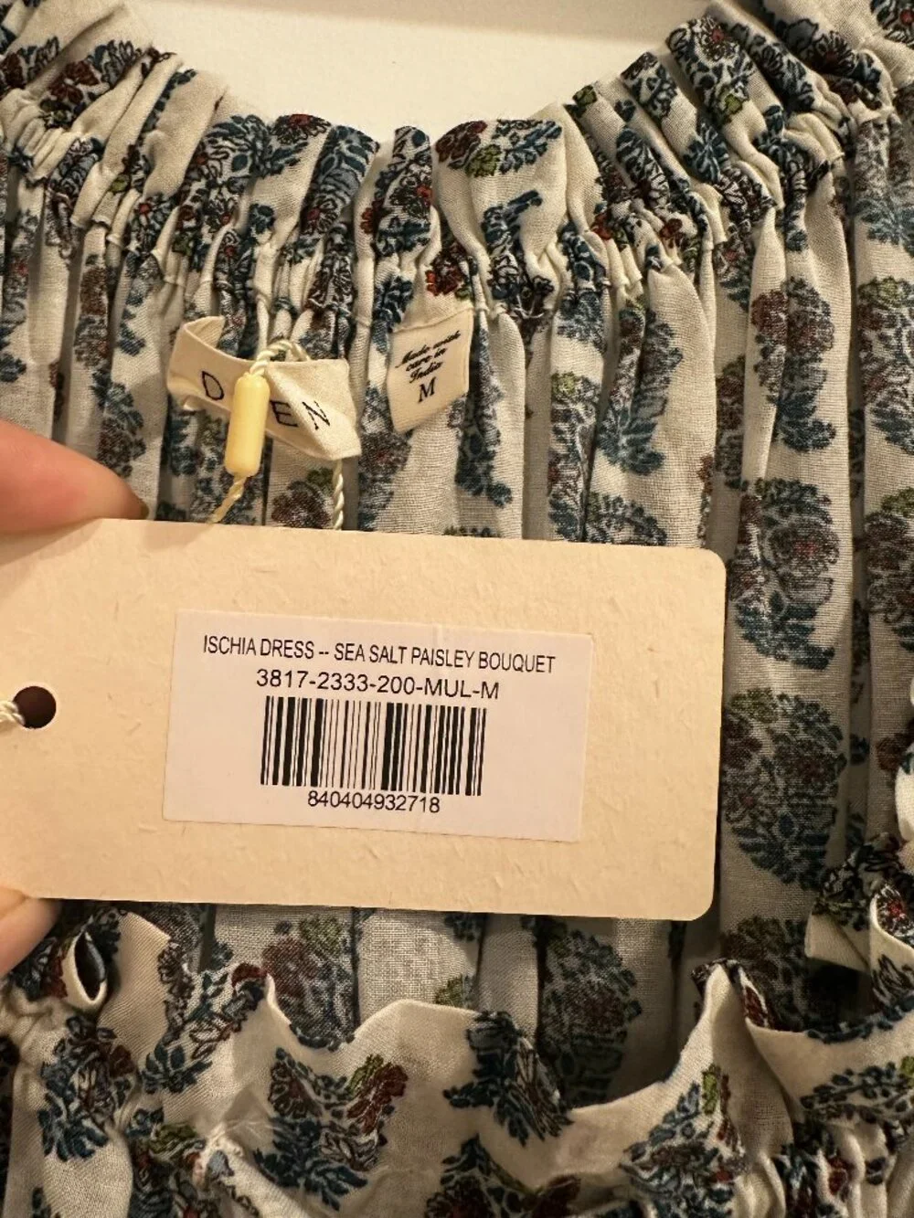 Doen Ischia Midi Dress Sea Salt Paisley Bouquet NWT M - Picture 5 of 5